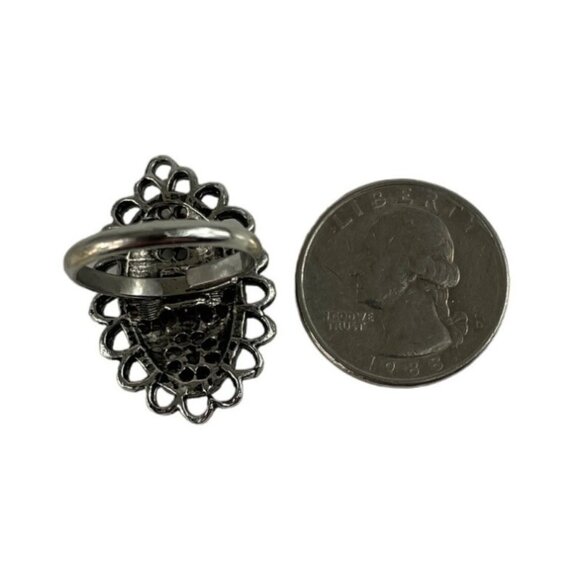 Vintage Purple & Blue Multi Stone Silver Tone Adjustable Ring - Picture 5 of 7